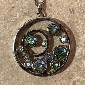NWT Touchstone Crystal Floating Bubbles necklace. Crystals aquas, mints & more.
